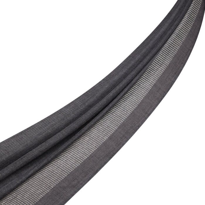 İpekEvi Blok Kordon Yün İpek Şal SİYAH - 2