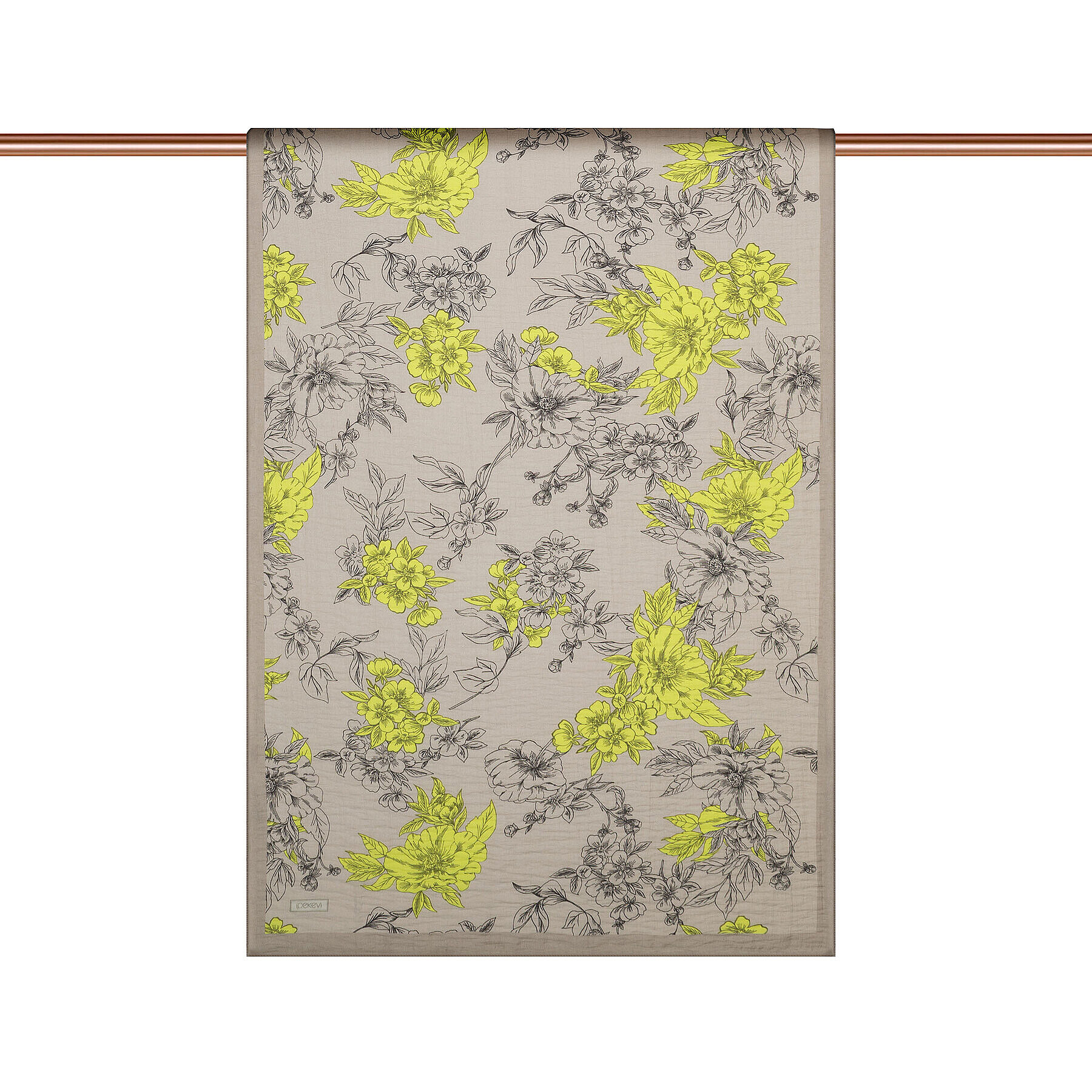 İpekevi Çiçek Desenli Şal Taş Sarı - 2