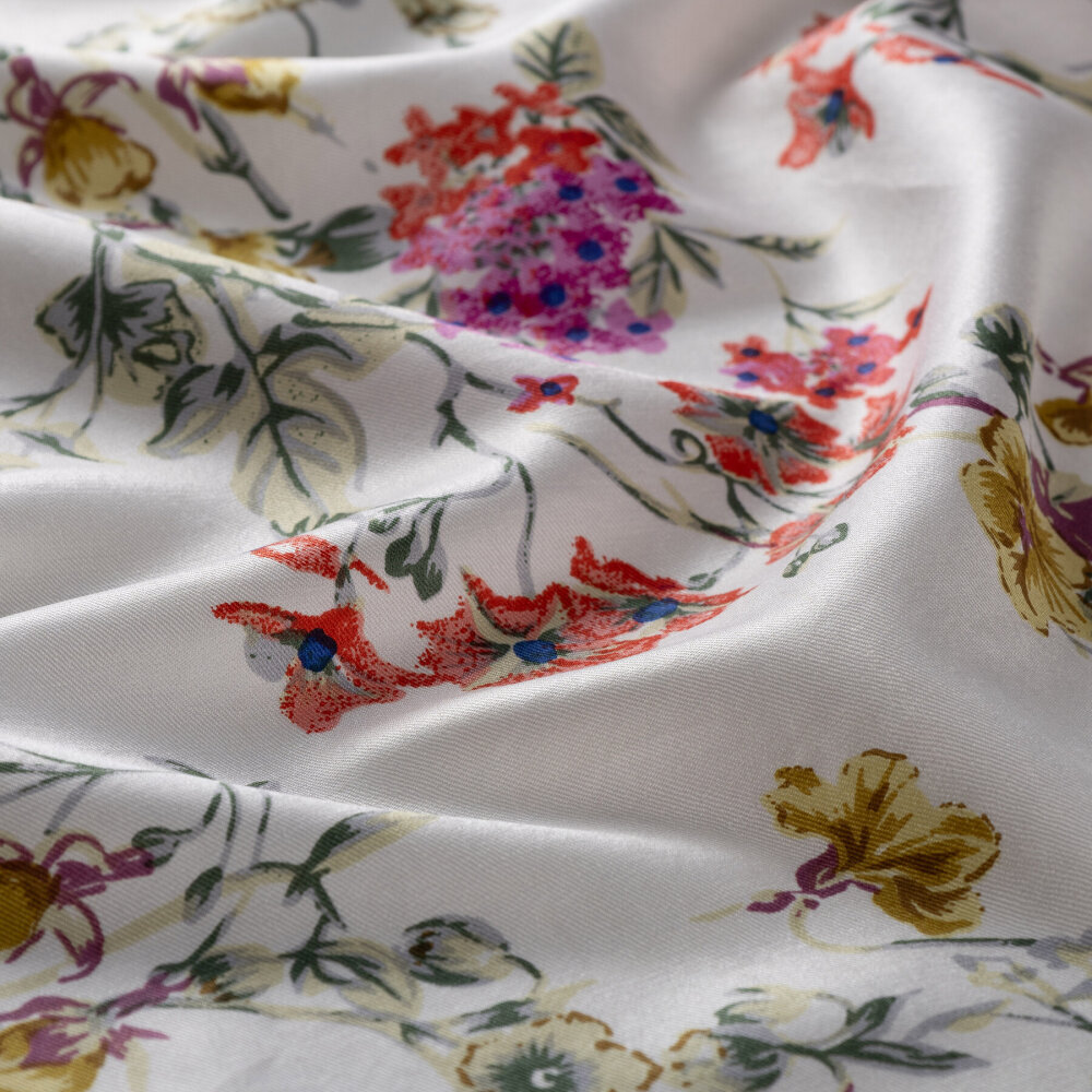 İpekevi Çiçek Tacı Desenli Şal Krem Kırmızı - 3