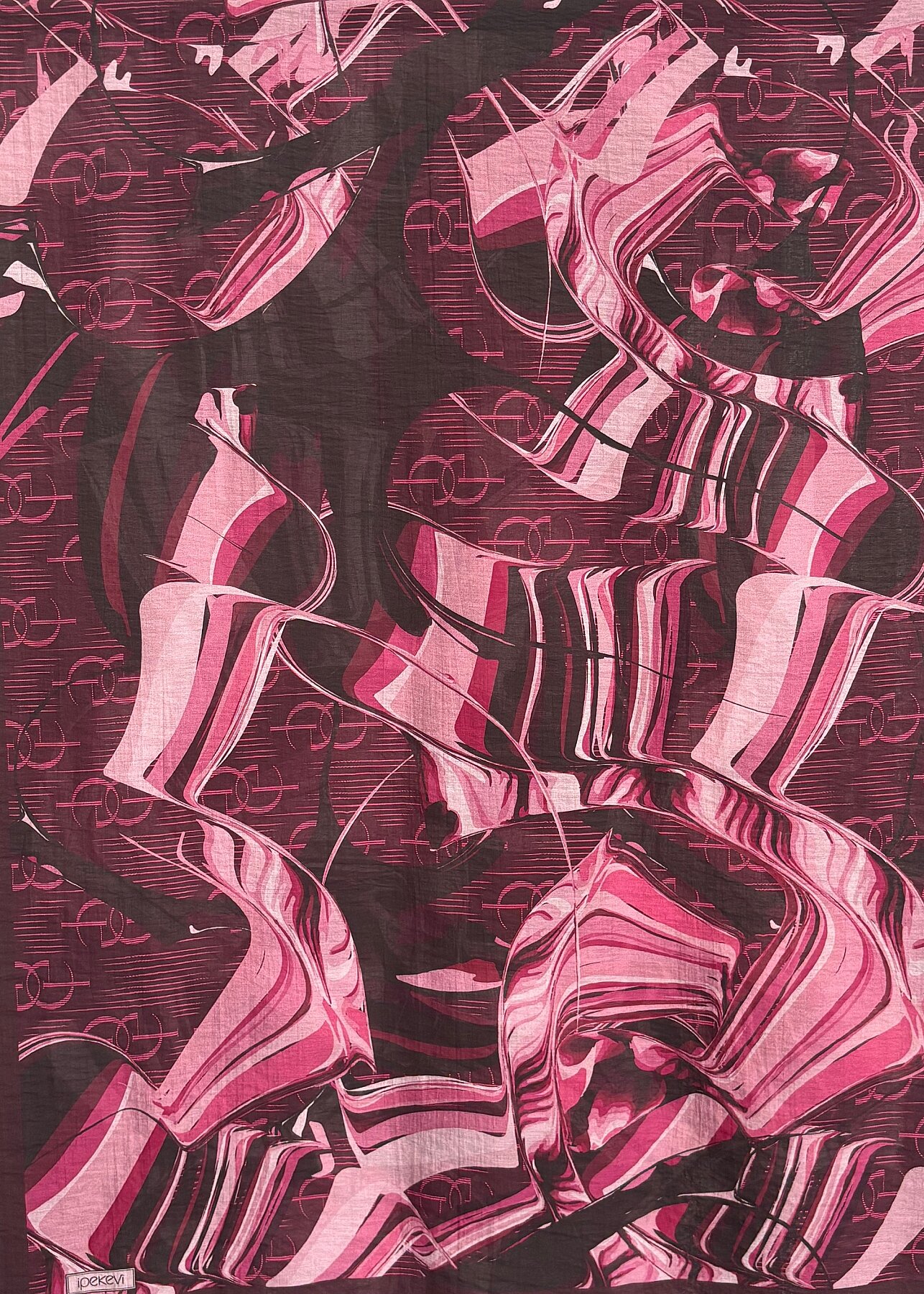 İpekevi Desenli Şal Erguvan - 1