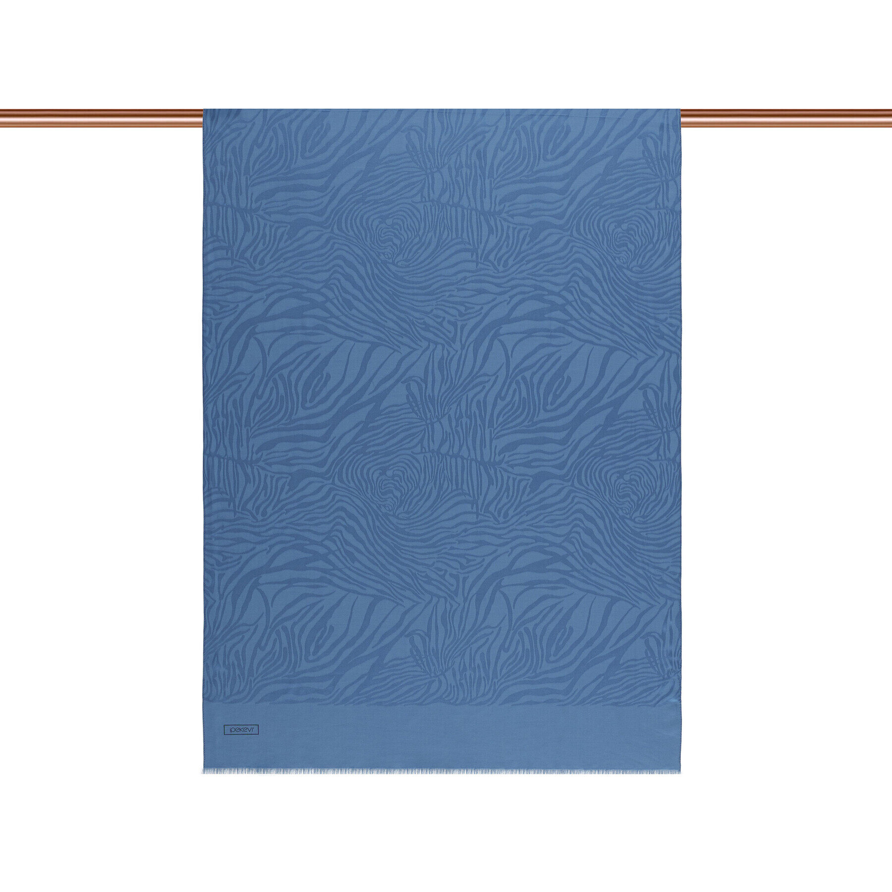 İpekevi Dört Mevsim Zebra Desenli Monogram Şal BEBE MAVİ - 1