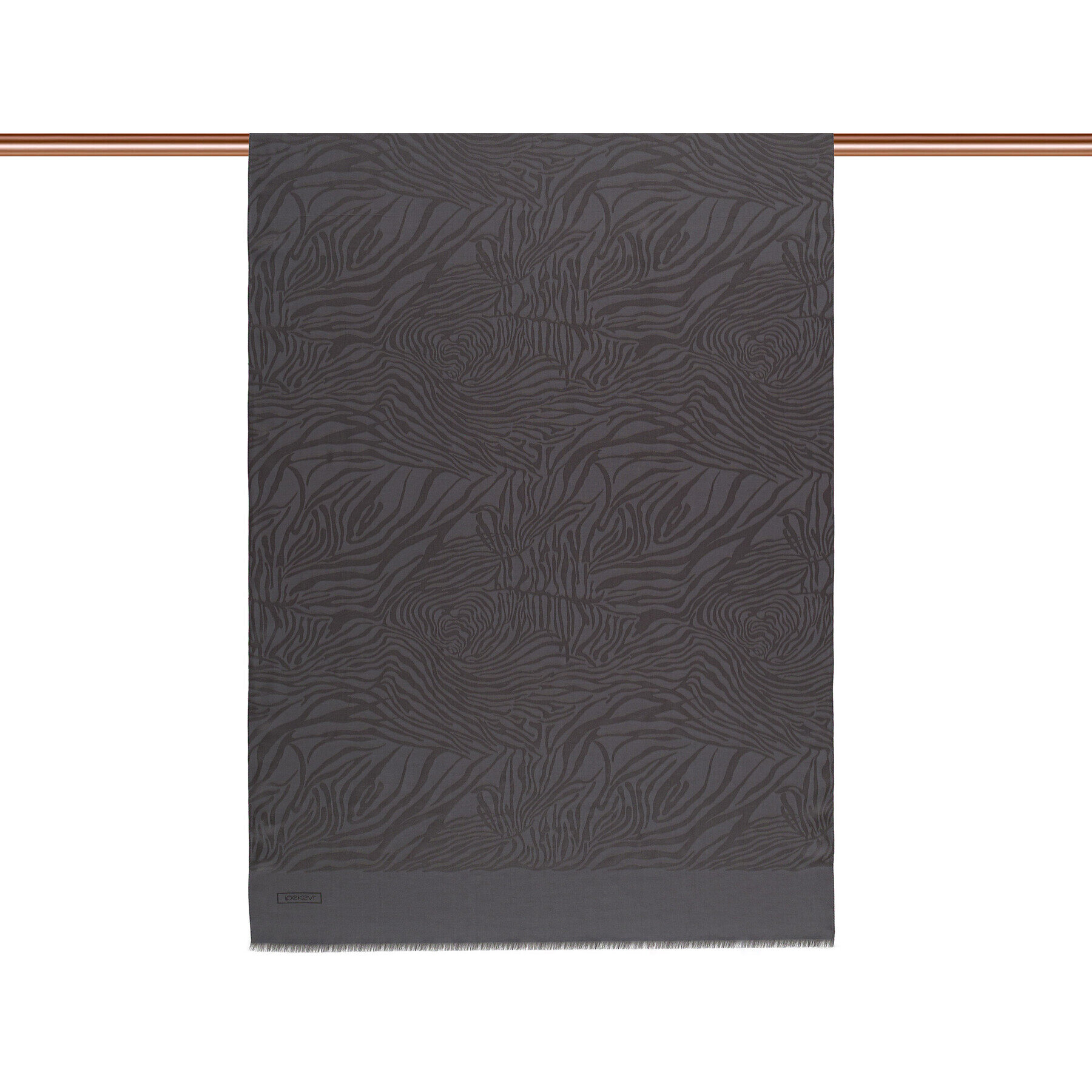 İpekevi Dört Mevsim Zebra Desenli Monogram Şal FÜME - 1