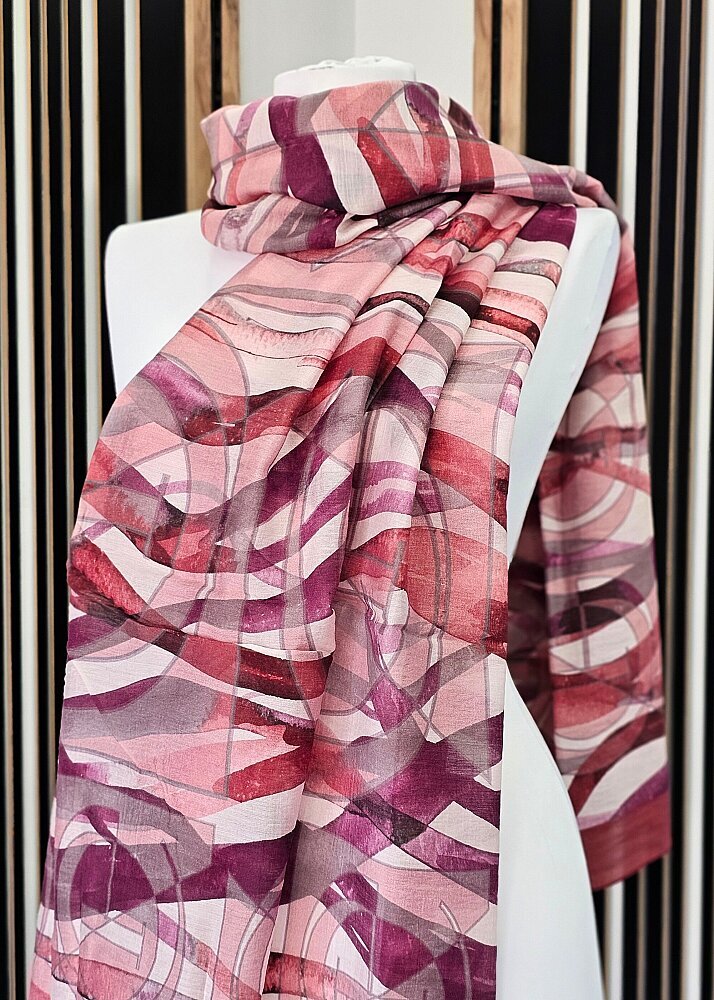 İpekevi Gece Dalgası Desenli Şal Kızıl Bakır 