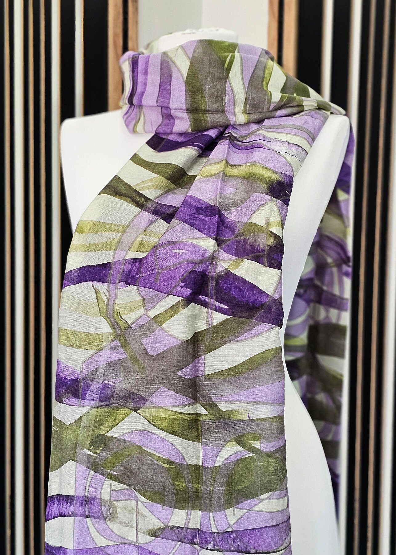 İpekevi Gece Dalgası Desenli Şal Mor Menekşe - 1