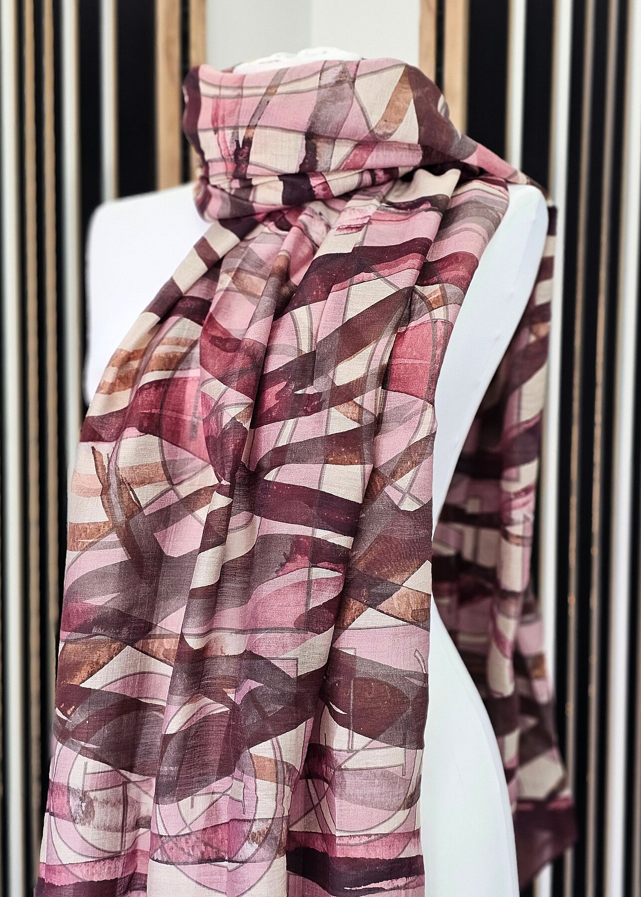 İpekevi Gece Dalgası Desenli Şal MÜRDÜM - 1