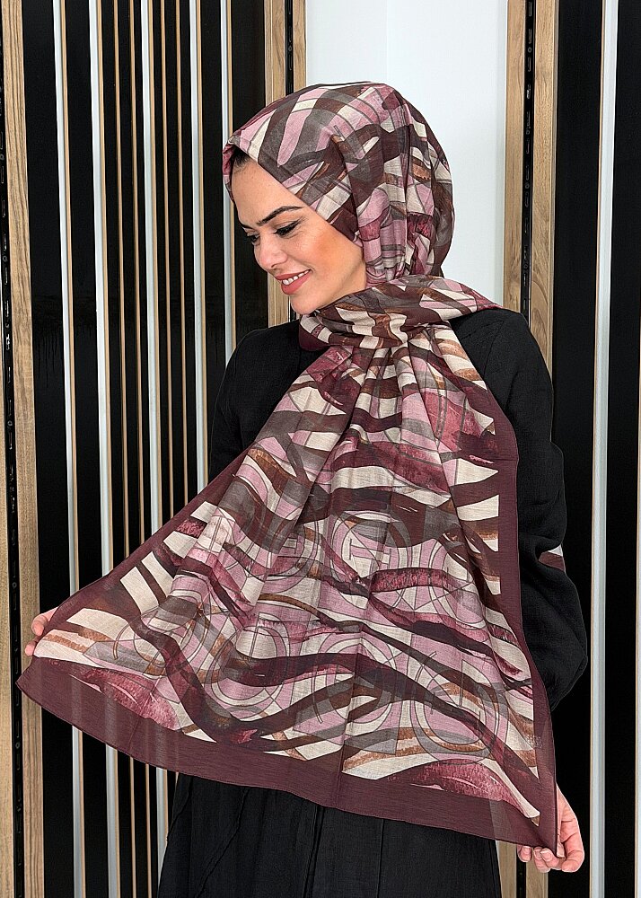 İpekevi Gece Dalgası Desenli Şal MÜRDÜM - 2