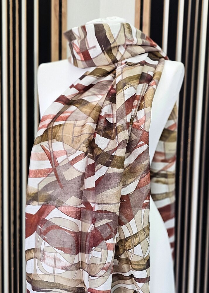 İpekevi Gece Dalgası Desenli Şal SÜTLÜ KAHVE 