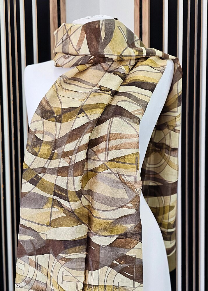 İpekevi Gece Dalgası Desenli Şal YAĞ YEŞİLİ - 2