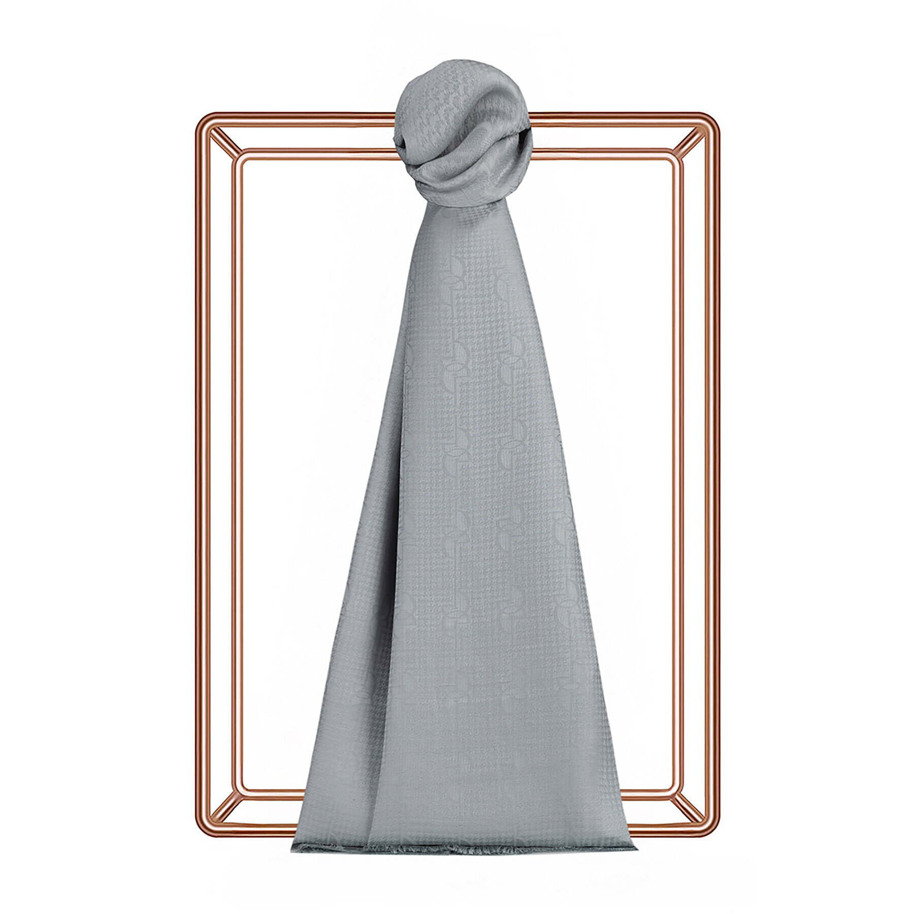 İpekevi İe Monogram Pamuk İpek Şal Buz Beyazı - 1