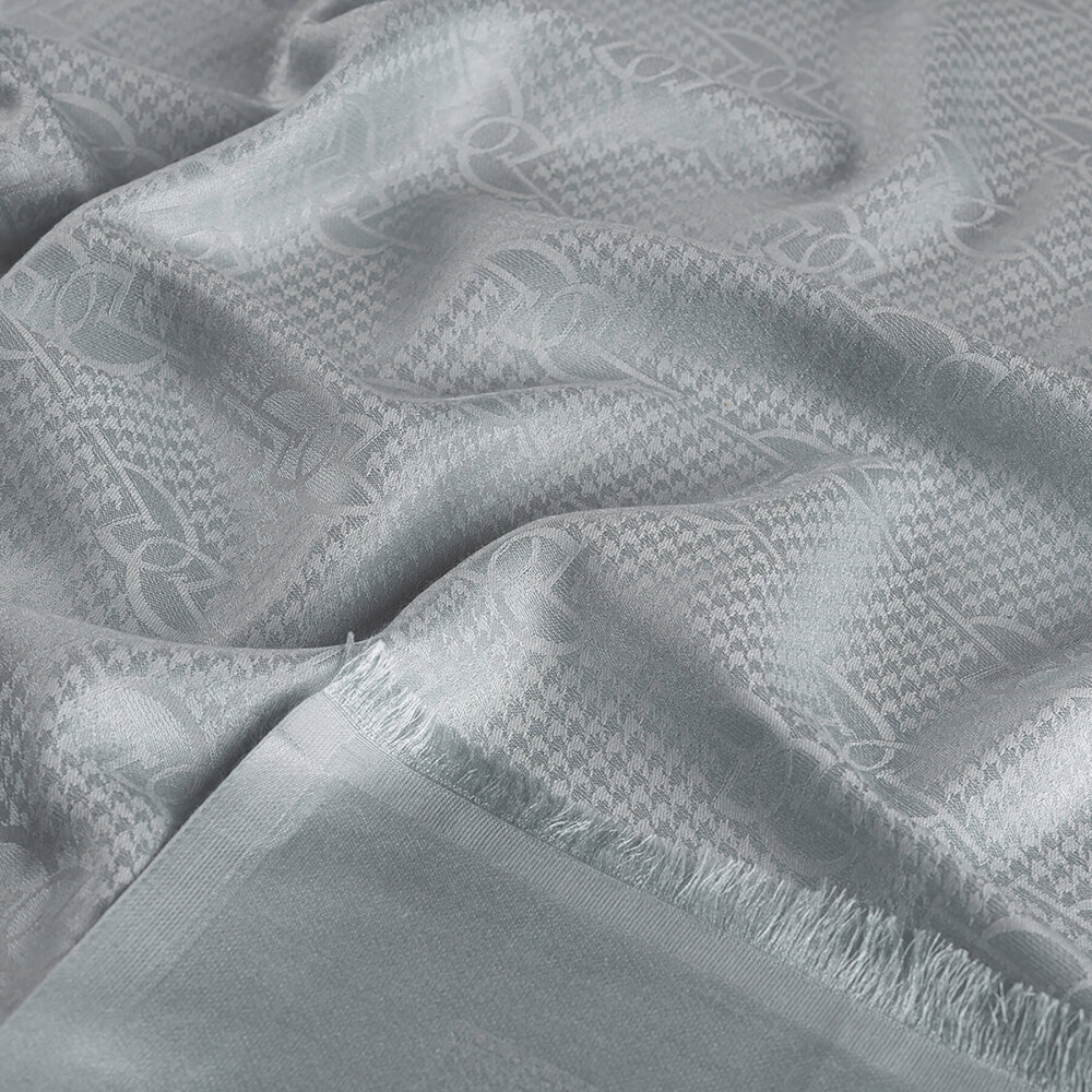 İpekevi İe Monogram Pamuk İpek Şal Buz Beyazı - 3