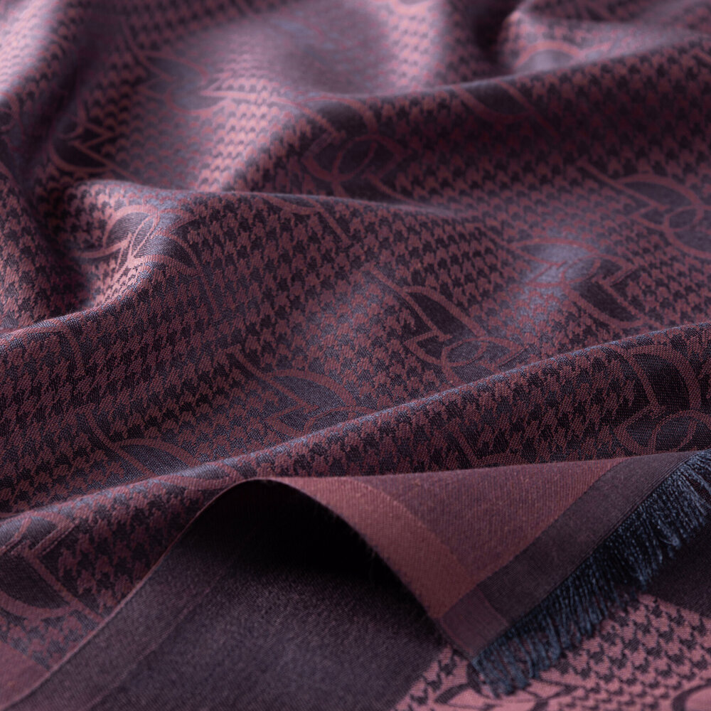 İpekevi İe Monogram Pamuk İpek Şal GÜL KURUSU - 3