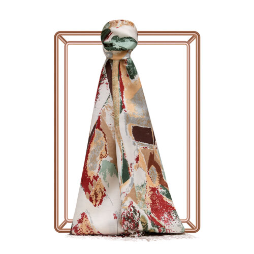 İpekevi Karma Desenli Şal Krem/Yeşil