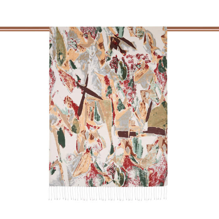 İpekevi Karma Desenli Şal Krem/Yeşil - 2