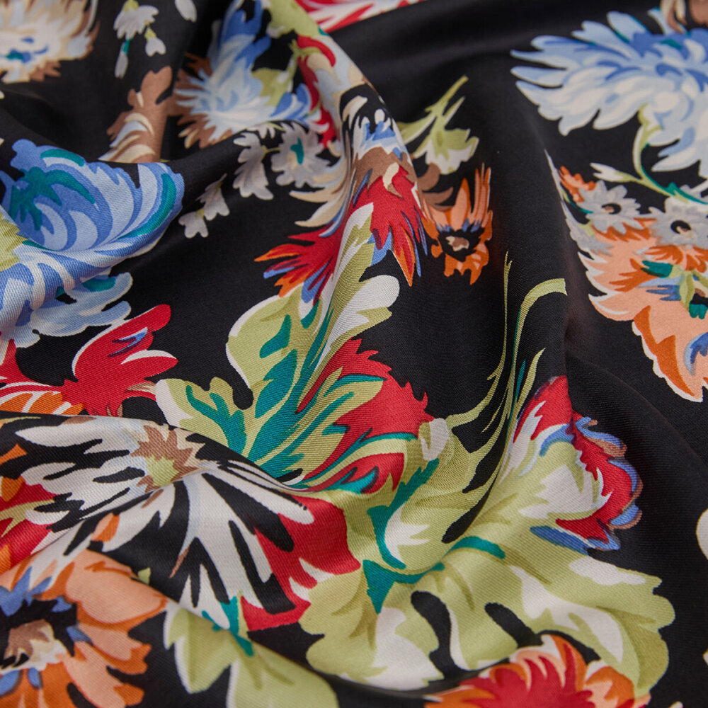 İpekevi Kasımpatı Desenli İpek Şal SİYAH - 3