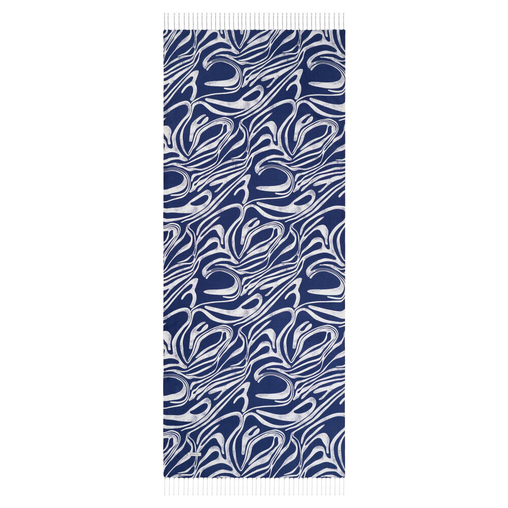 İpekevi Okyanus Esintisi Desenli Şal Beyaz/Lacivert - 2