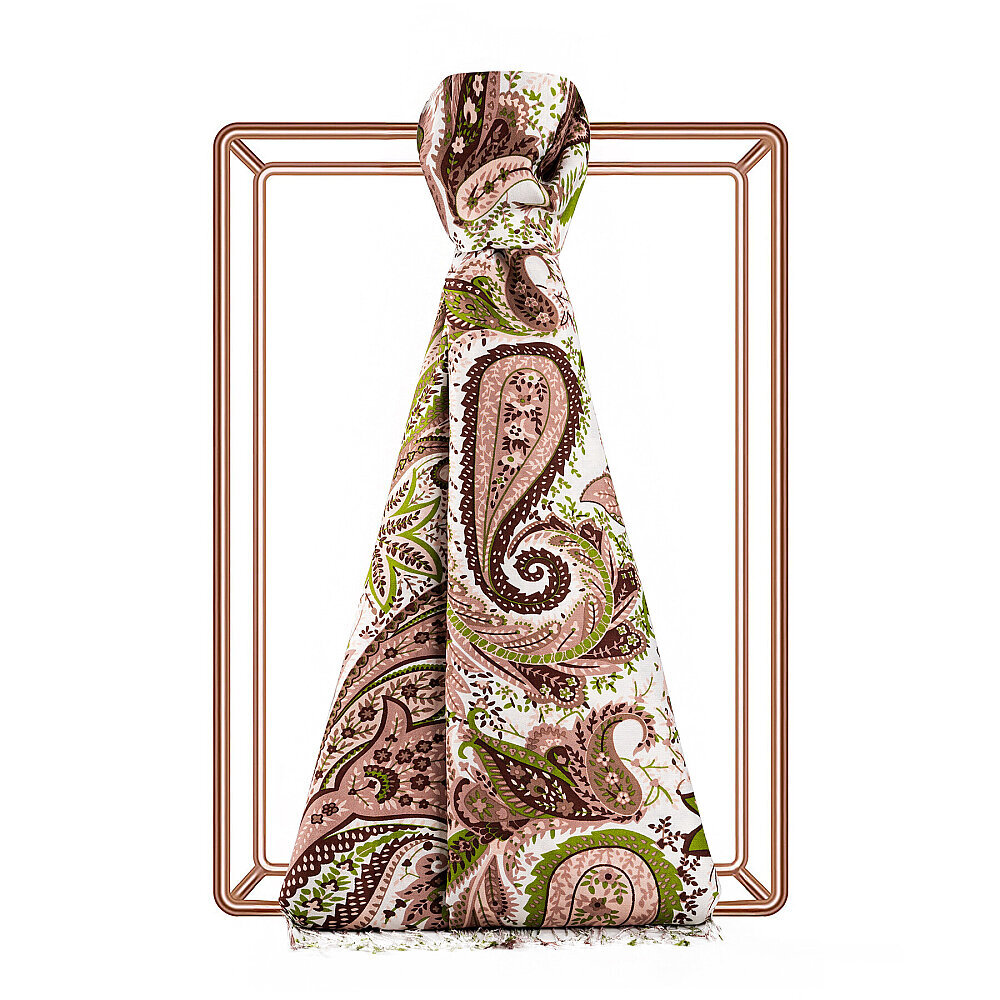 İpekevi Paisley Desenli İpek Şal HAKİ