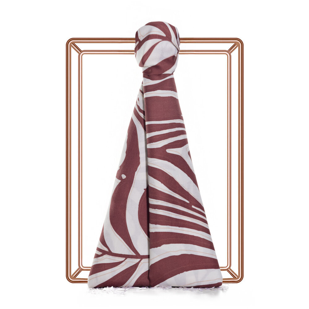 İpekevi Palmiye Desenli İpek Şal KAHVE