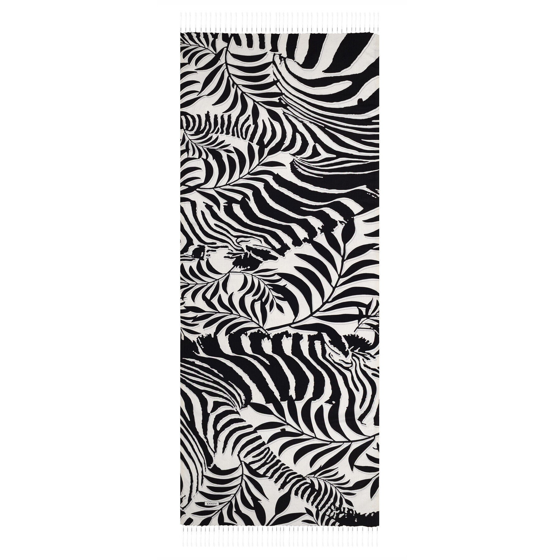 İpekevi Palmiye Desenli İpek Şal SİYAH - 3