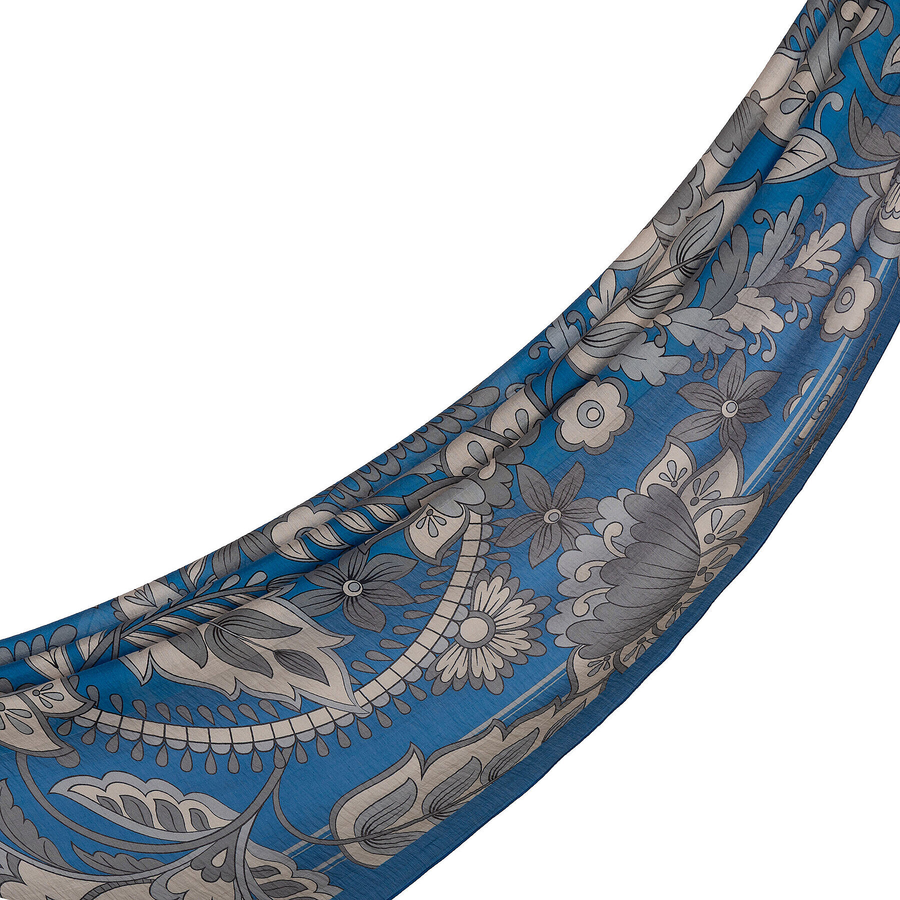 İpekevi Saray Sarmaşığı Desenli Tensel Şal Petrol Mavi - 1