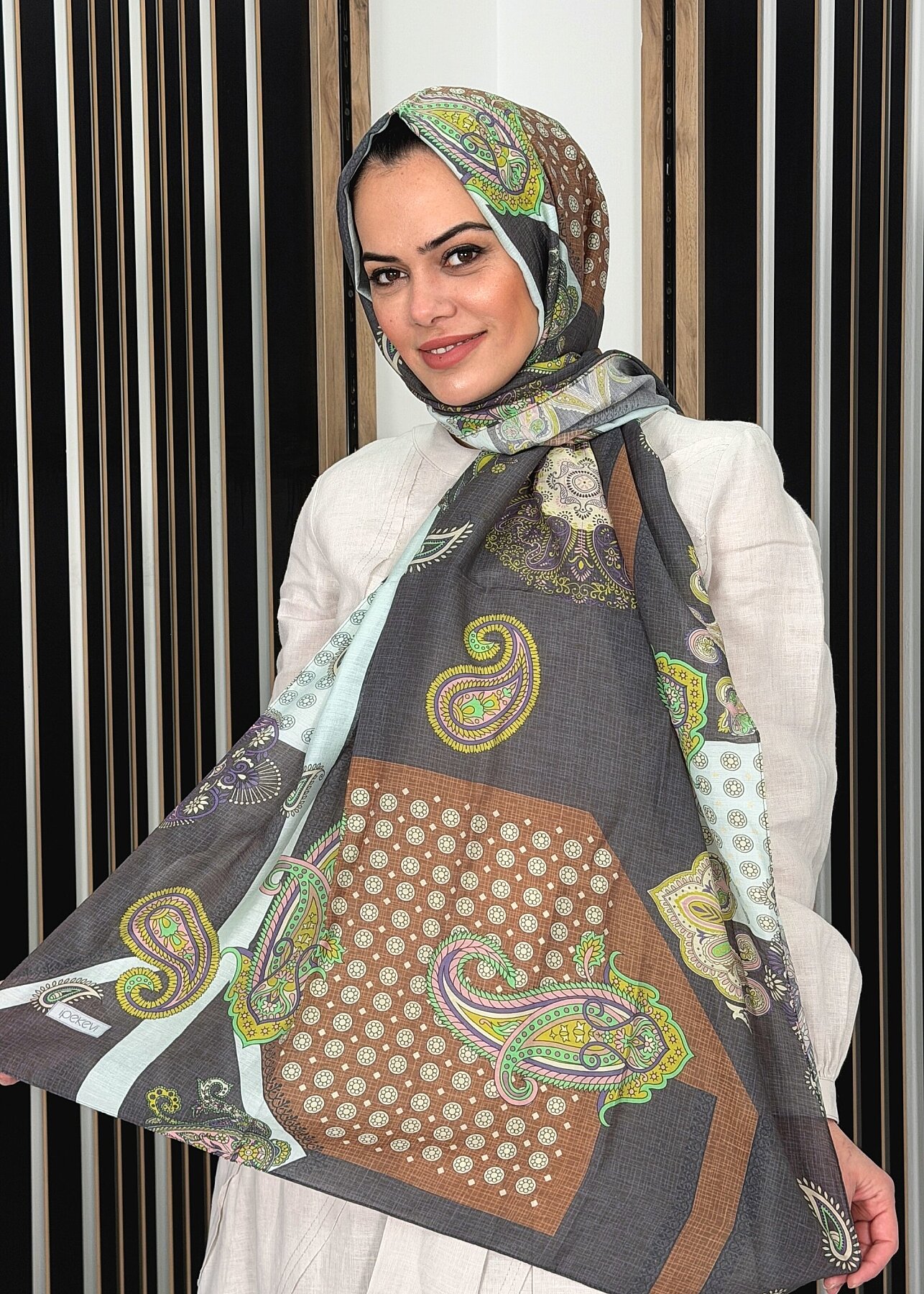 İpekevi Şehrazat Desen Şal ANTRASİT - 1