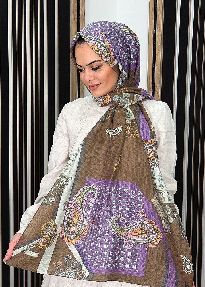 İpekevi Şehrazat Desen Şal KOYU VİZON 