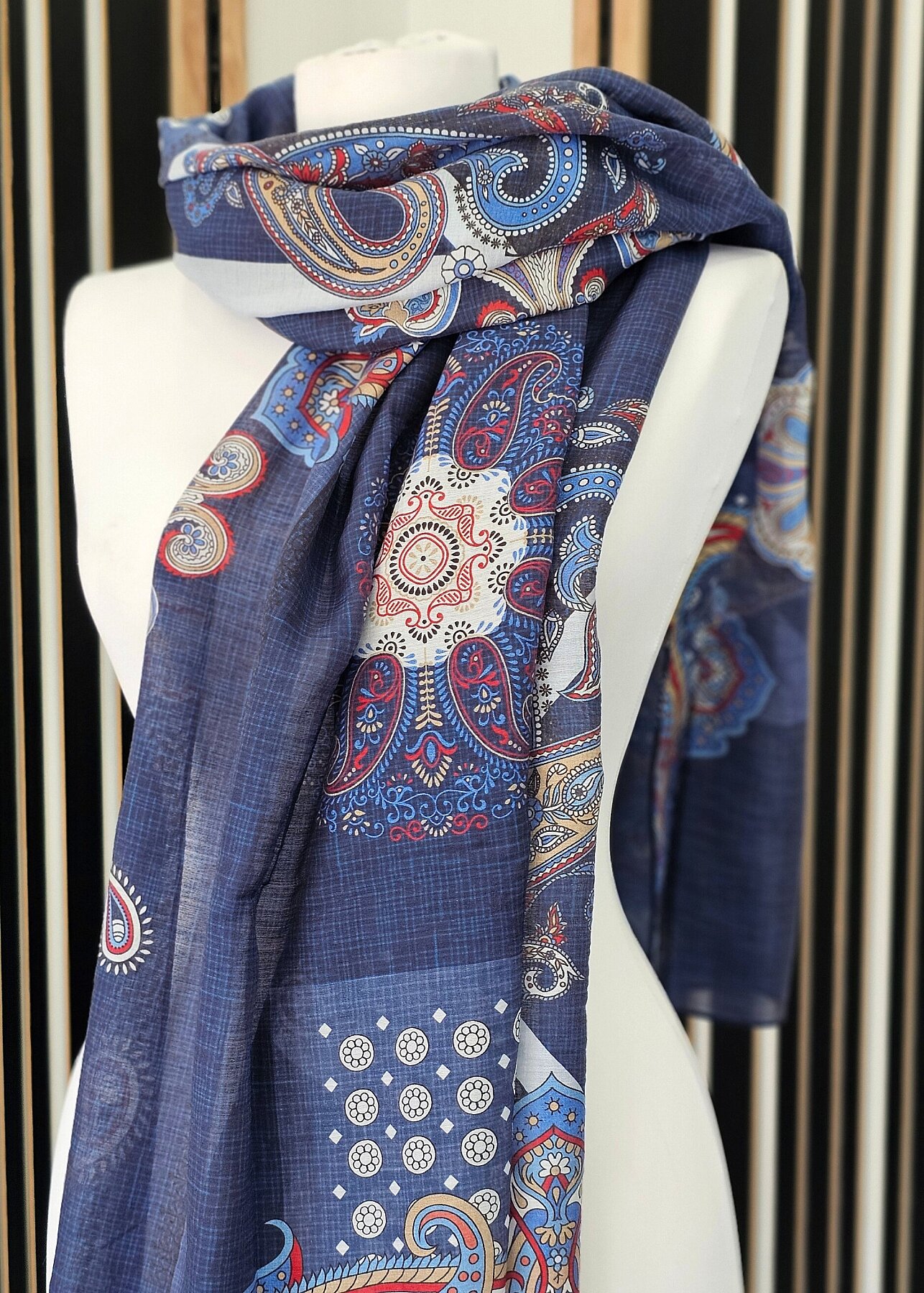 İpekevi Şehrazat Desen Şal LACİVERT - 1