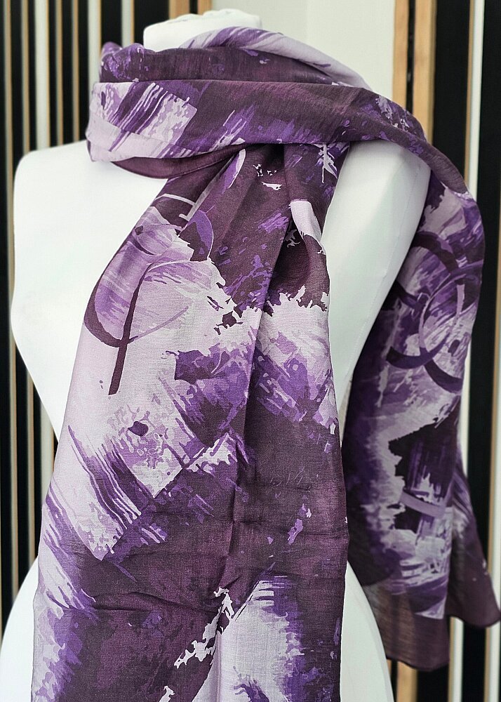 İpekevi Soyut Desenli Şal Asil Mor 