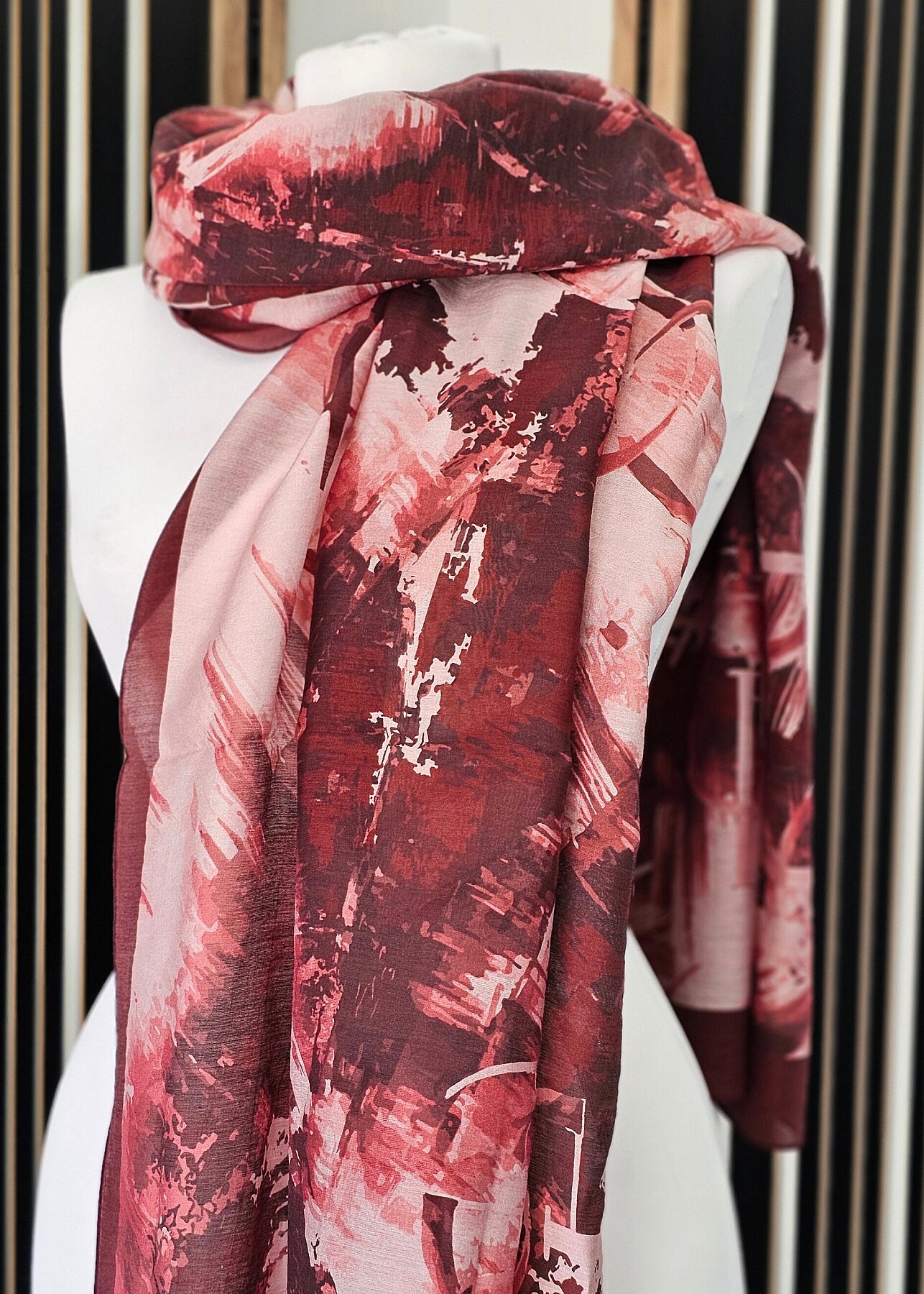 İpekevi Soyut Desenli Şal MÜRDÜM - 1