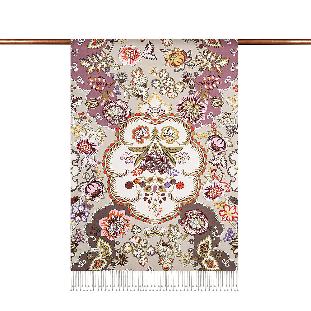 İpekevi Taç Yaprak Desenli İpek Şal TAŞ - 2