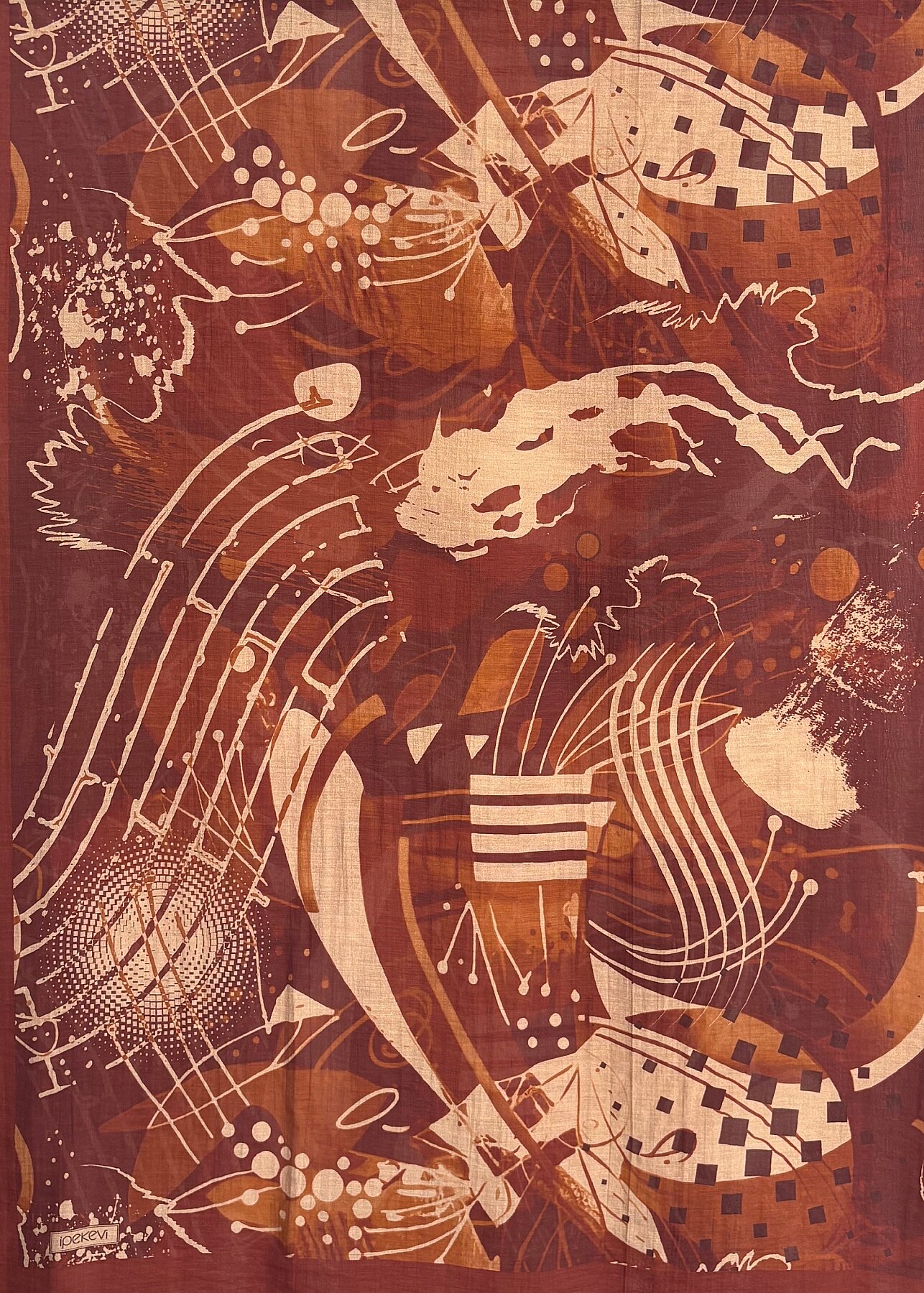 İpekevi Vintage Motif Şal MÜRDÜM - 1