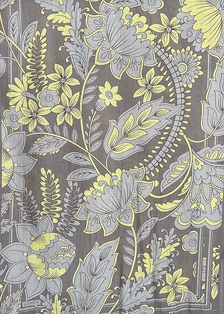 İpekevi Saray Sarmaşığı Desenli Tensel Şal ANTRASİT SARI 