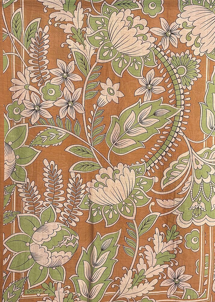 İpekevi Saray Sarmaşığı Desenli Tensel Şal Bal Köpüğü 