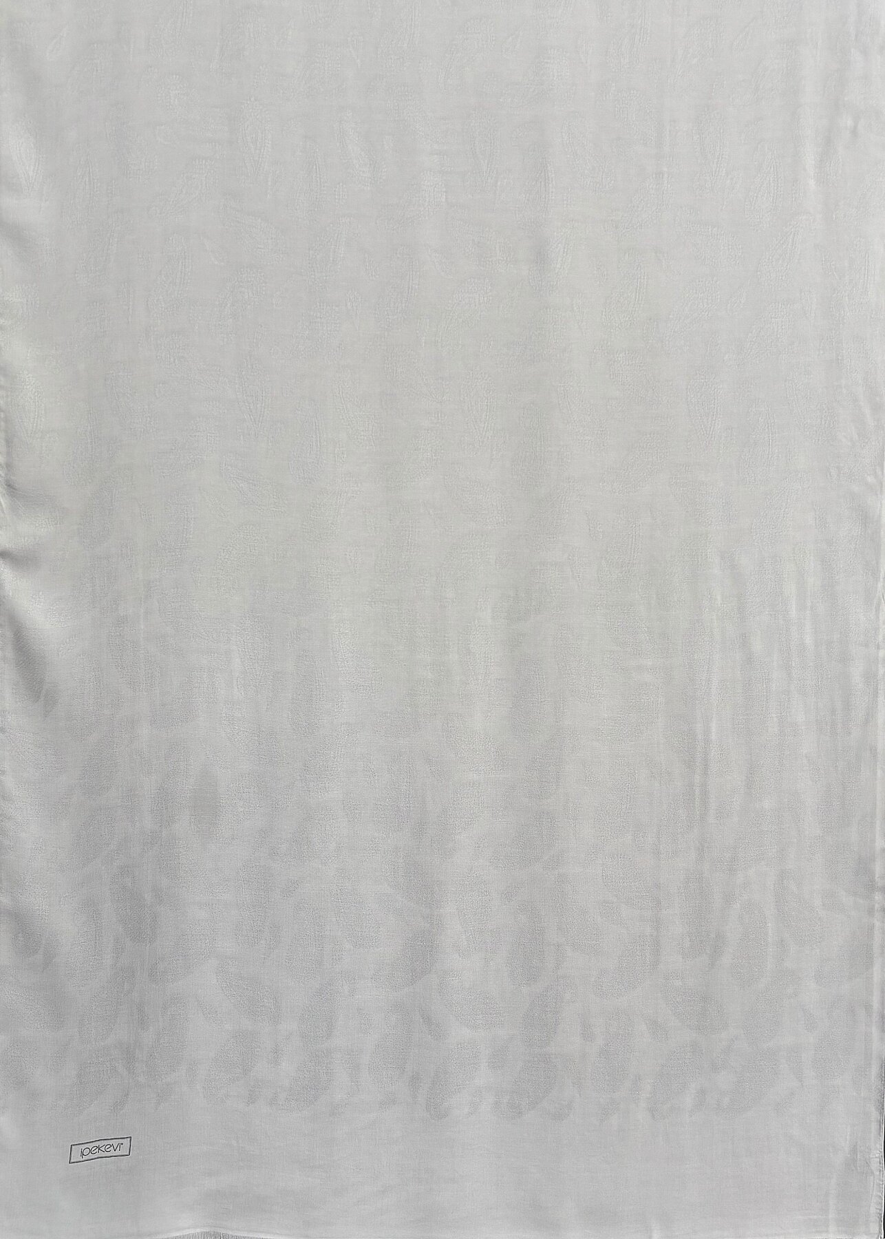 İpekevi Yaprak Desenli Şal Buz Beyazı - 1