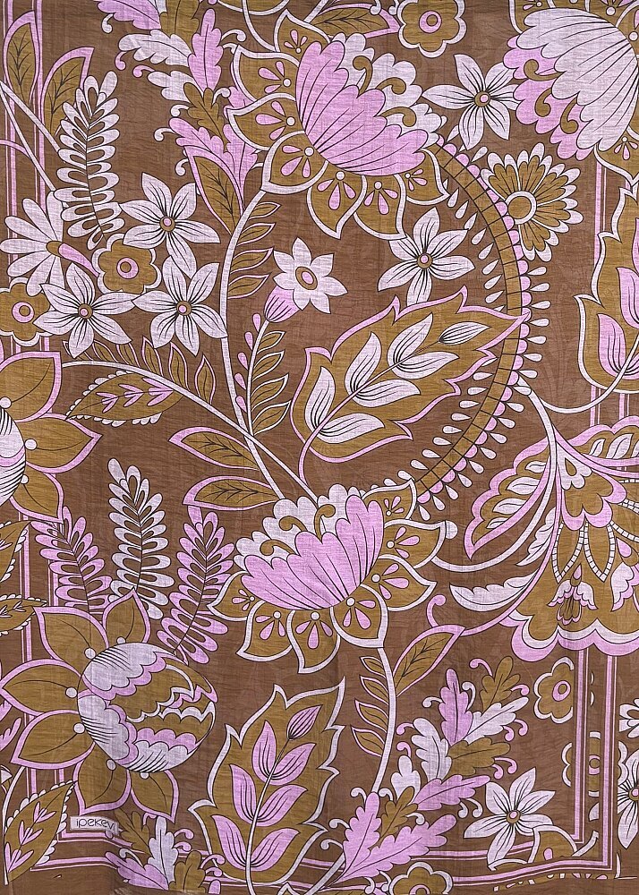 İpekevi Saray Sarmaşığı Desenli Tensel Şal KAHVE LİLA 