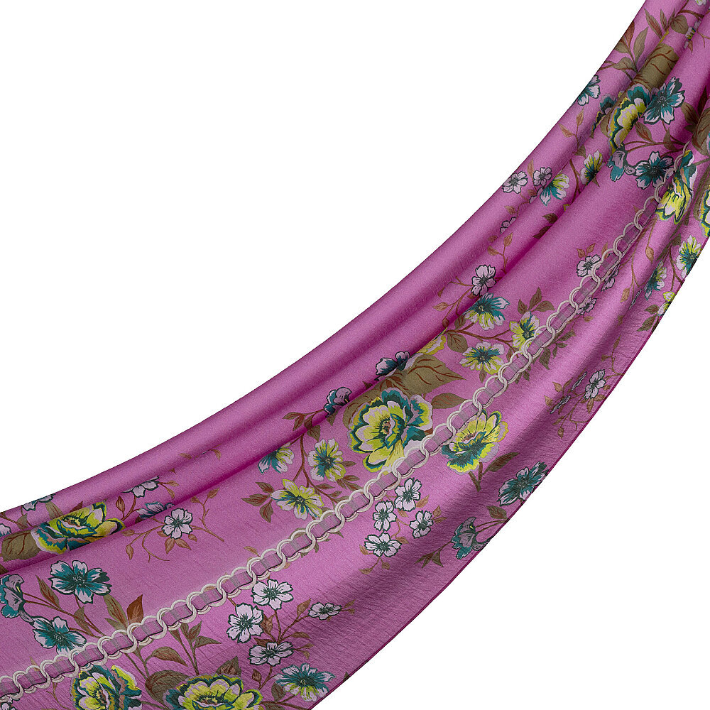 İpekevi Zincir ve Çiçek Desenli Şal lilyum pembe - 3