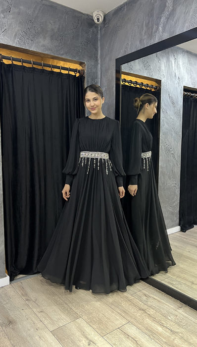 Jamila Sarah Hüsna Elbise SİYAH - 6
