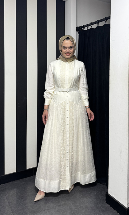 Jamila Sarah Meyra Elbise EKRU - 1