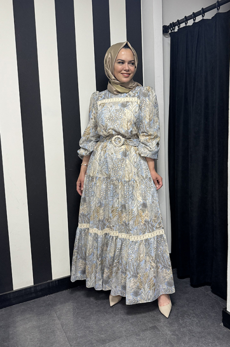 Jamila Sarah Resan Elbise MAVİ - 3