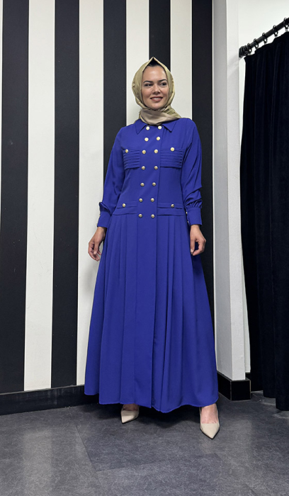 Jamila Sarah Şehsuvar Elbise İNDİGO - 1