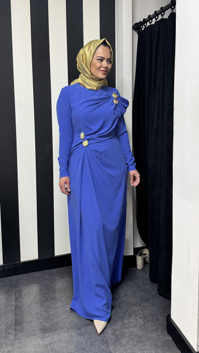 JamilaSarah New Lal Elbise İNDİGO - 4