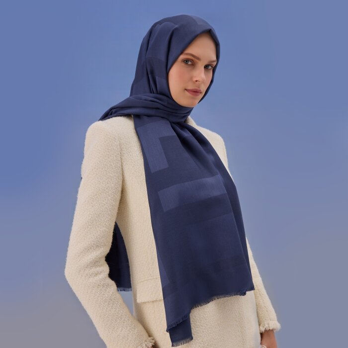 Leyna Soft Touch Şal LACİVERT - 1
