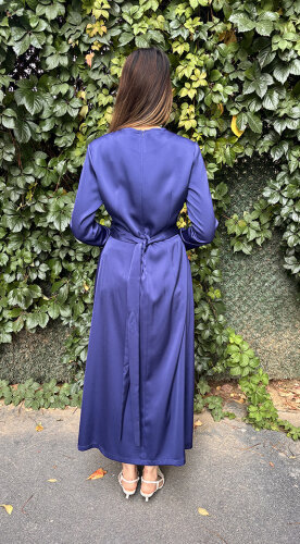 MaQ Design Bordo Elbise PARLEMENT-MAVİ - 4