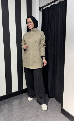 MaQ Design Taşlı Ceket BEJ 