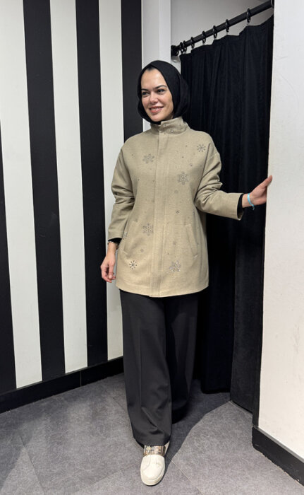 MaQ Design Taşlı Ceket BEJ - 2