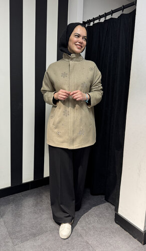 MaQ Design Taşlı Ceket BEJ - 3