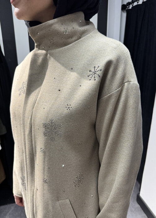 MaQ Design Taşlı Ceket BEJ - 4