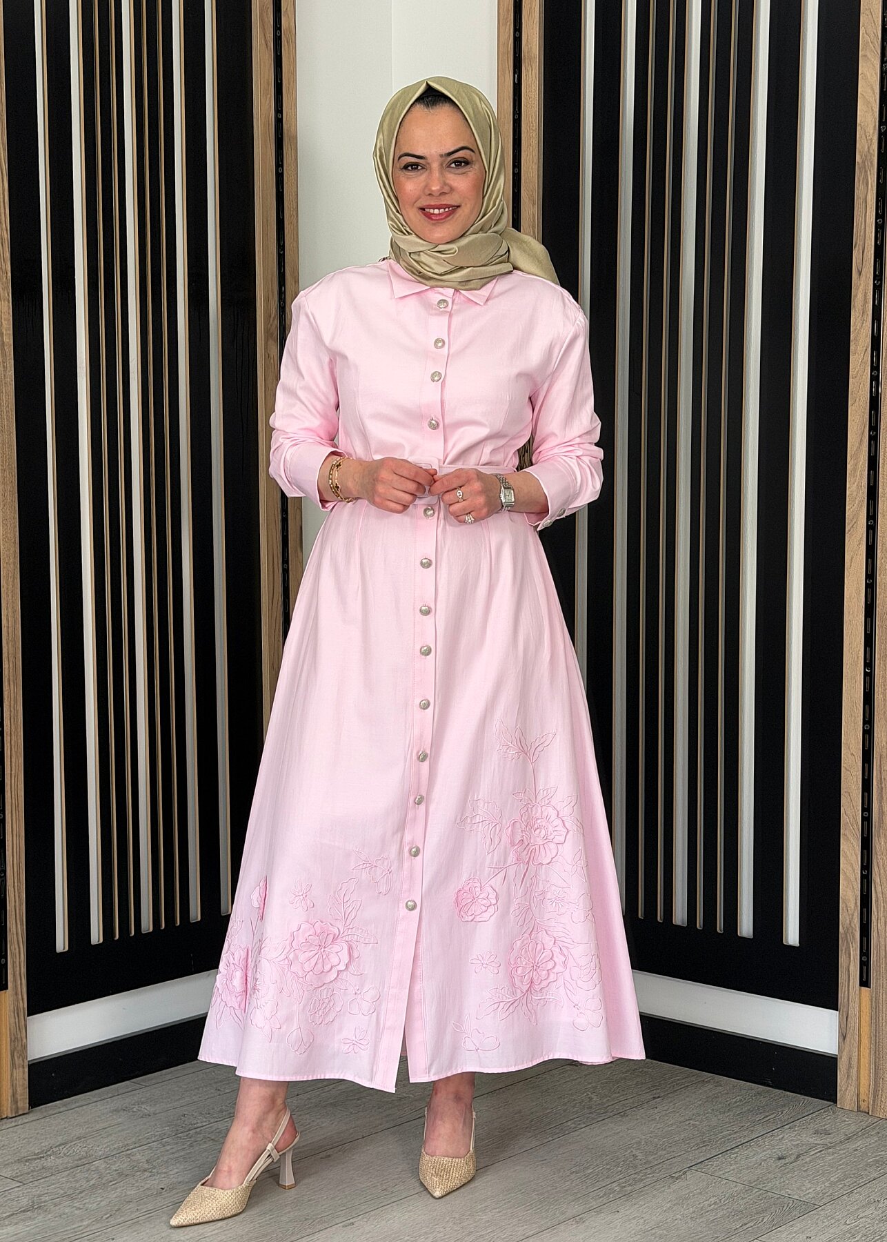 MaQ Flowers Elbise PEMBE - 1