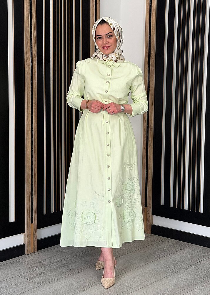 MaQ Flowers Elbise YEŞİL - 3