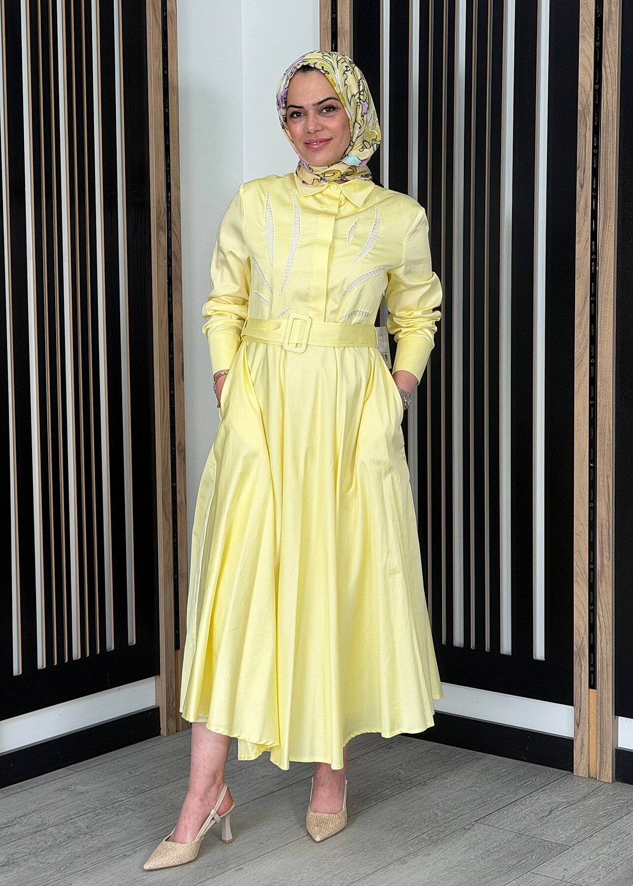 MaQ Nomber Elbise SARI - 2