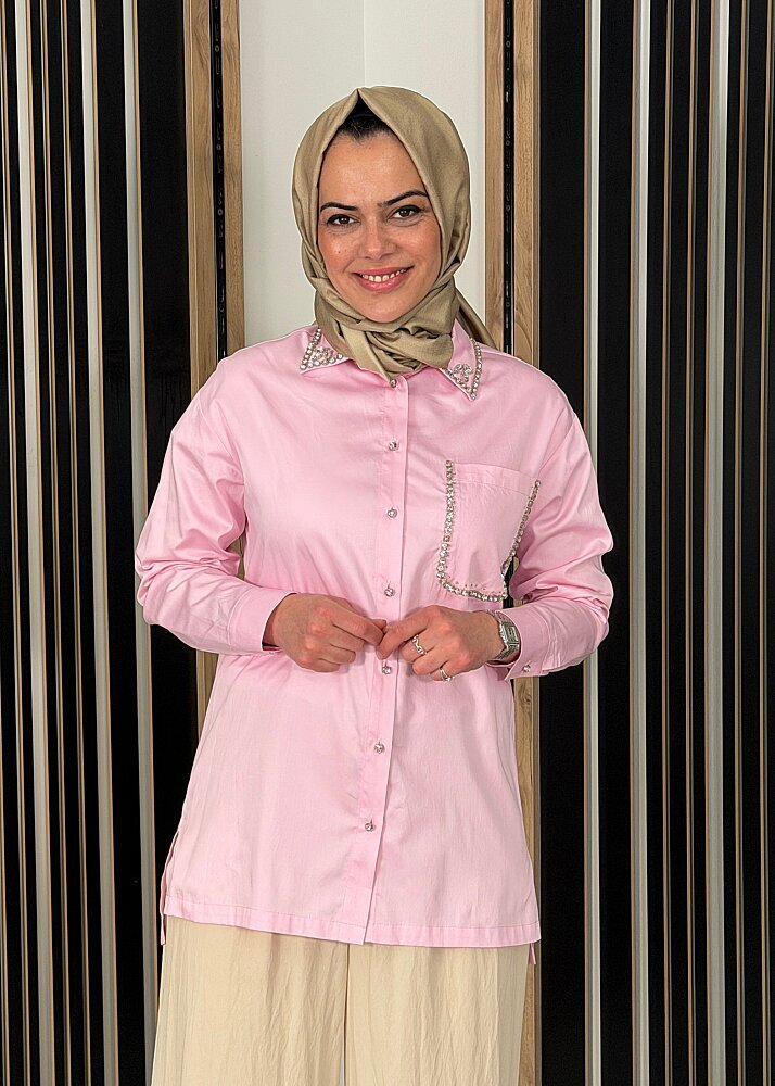 MaQ Parıltı Gömlek PEMBE